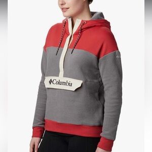 Columbia Women's Red and Gray Pullover Hoodie